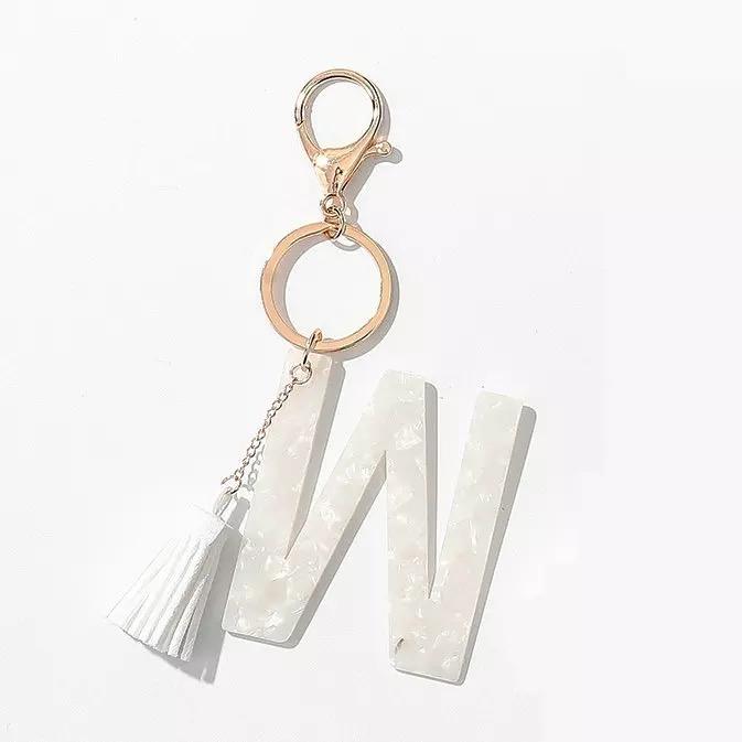 Chic White Tasseled Keychain