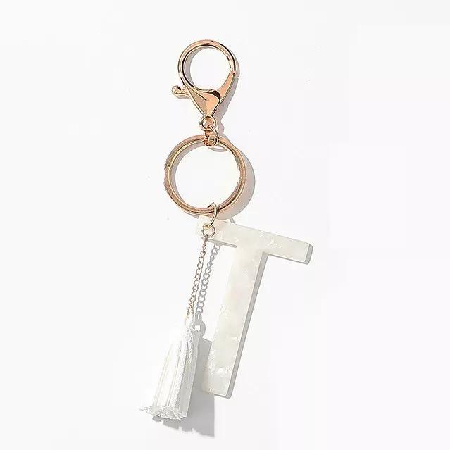 Chic White Tasseled Keychain