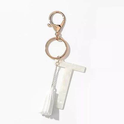 Chic White Tasseled Keychain