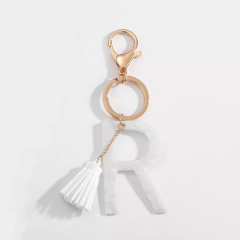 Chic White Tasseled Keychain
