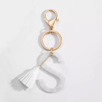 Chic White Tasseled Keychain