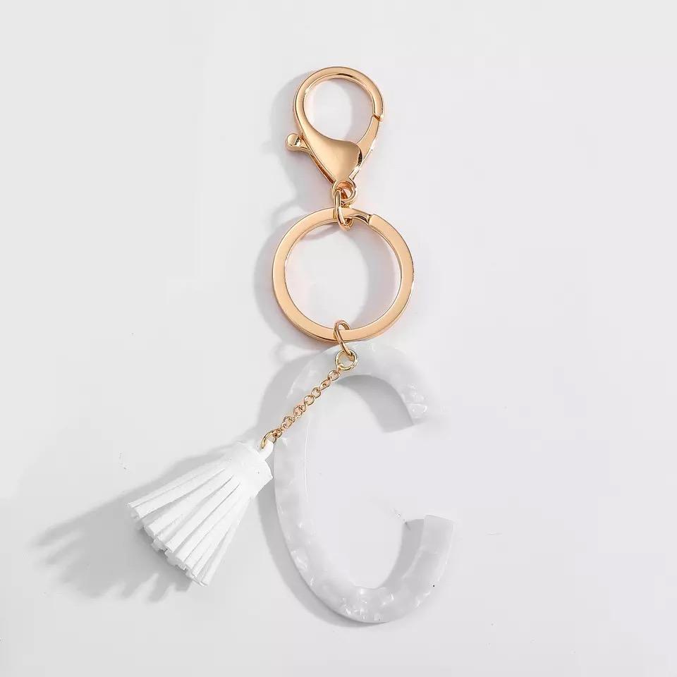 Chic White Tasseled Keychain