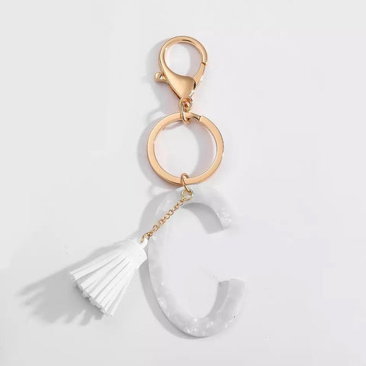Chic White Tasseled Keychain
