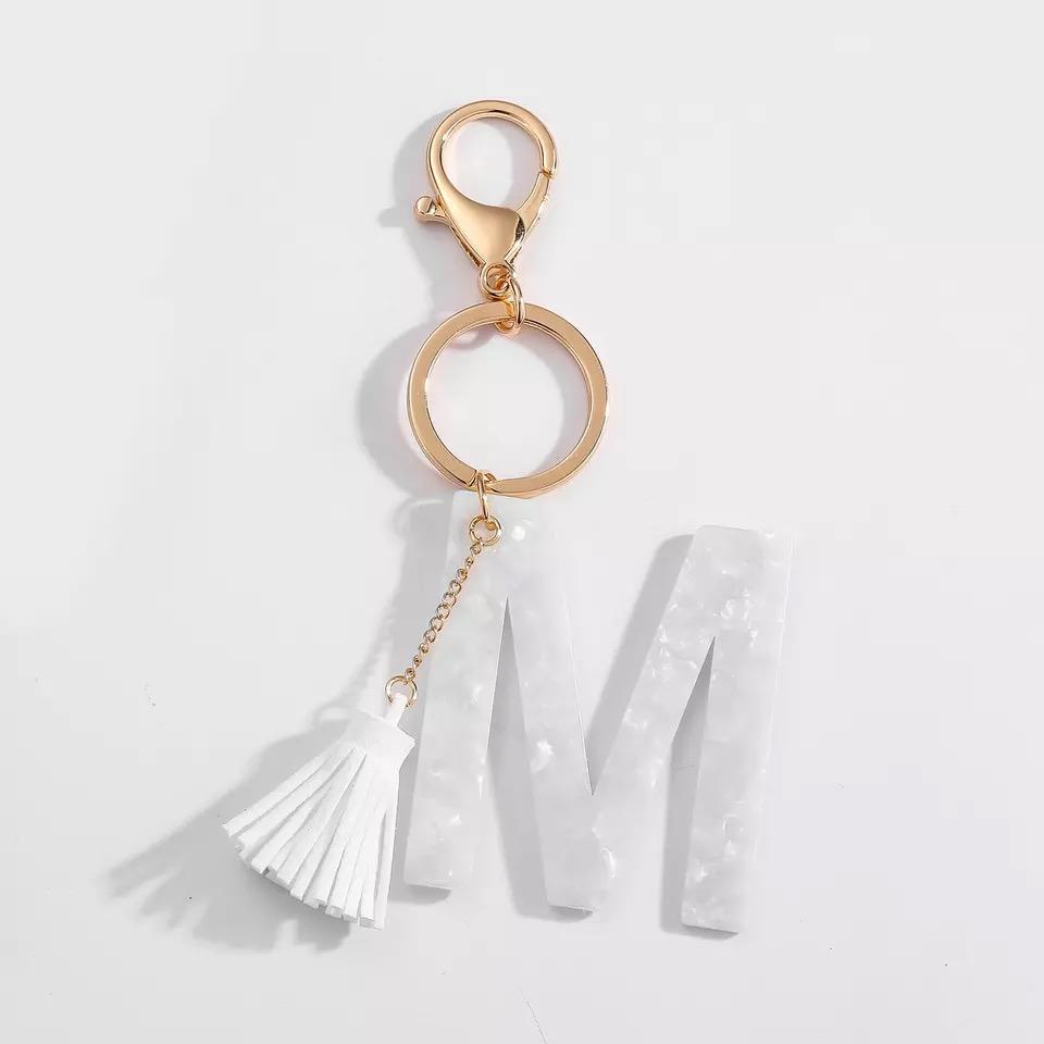 Chic White Tasseled Keychain