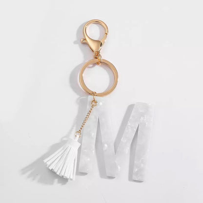 Chic White Tasseled Keychain