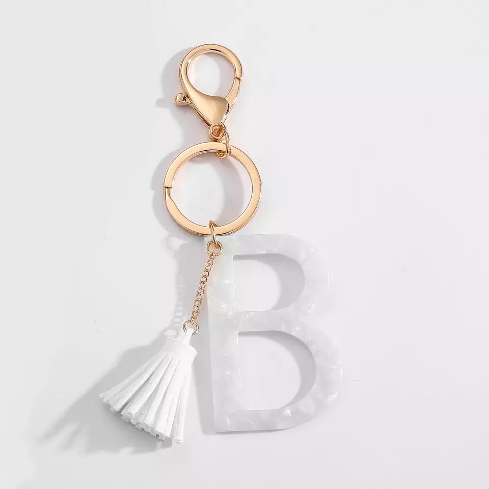 Chic White Tasseled Keychain