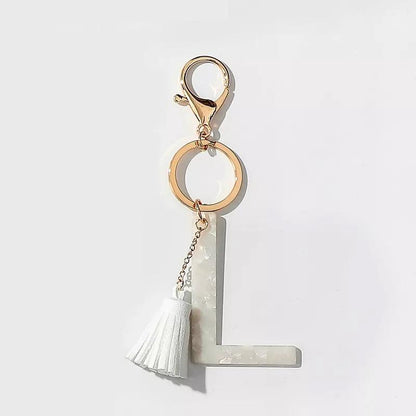 Chic White Tasseled Keychain