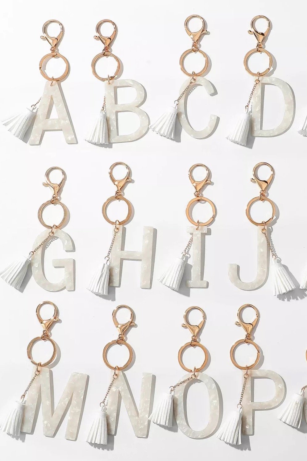 Chic White Tasseled Keychain