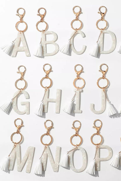 Chic White Tasseled Keychain