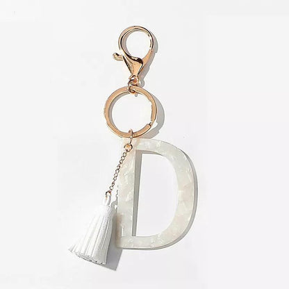 Chic White Tasseled Keychain