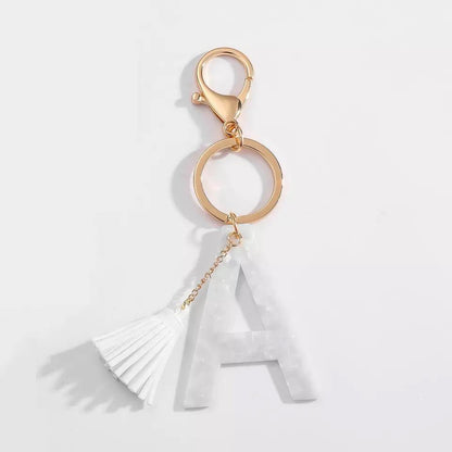 Chic White Tasseled Keychain