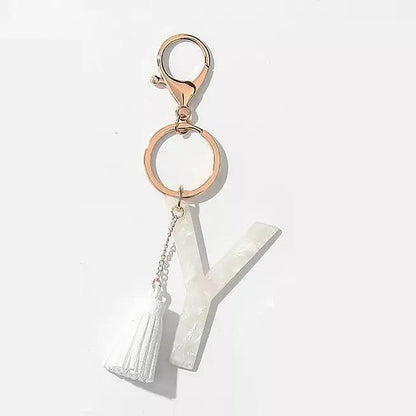 Chic White Tasseled Keychain