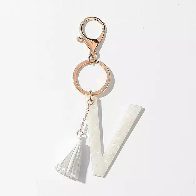 Chic White Tasseled Keychain