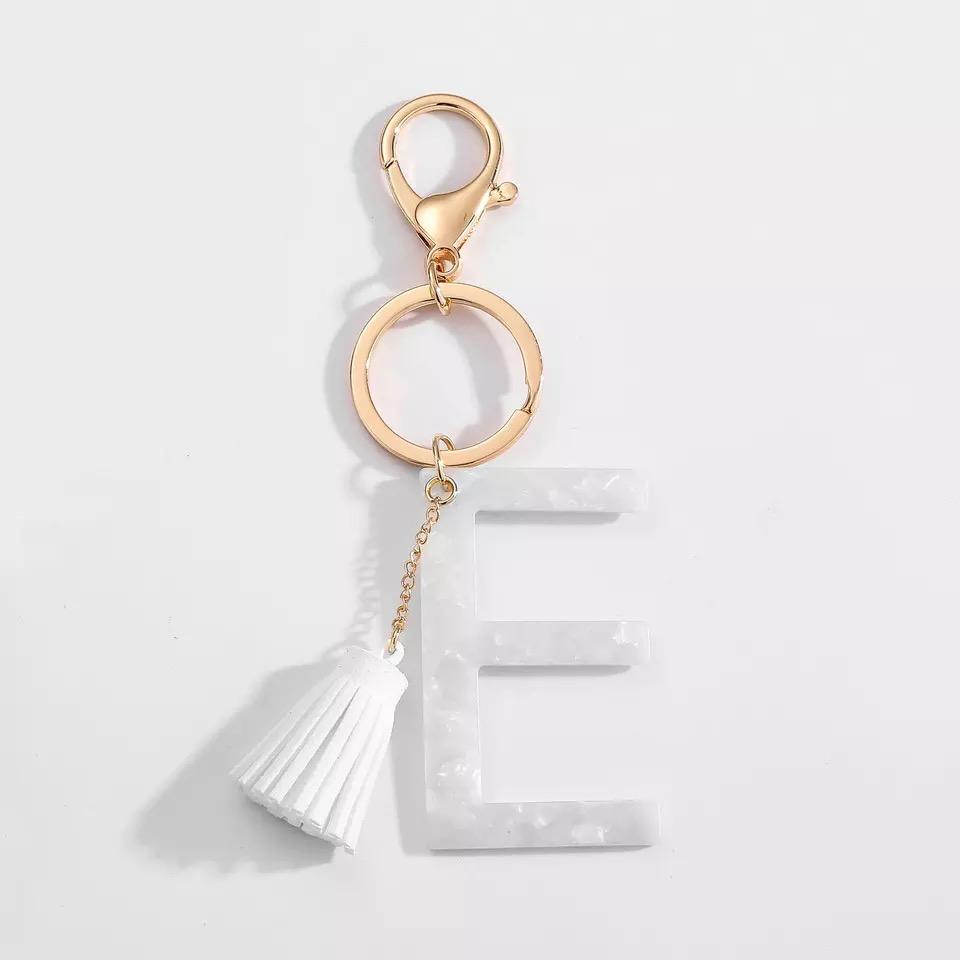 Chic White Tasseled Keychain