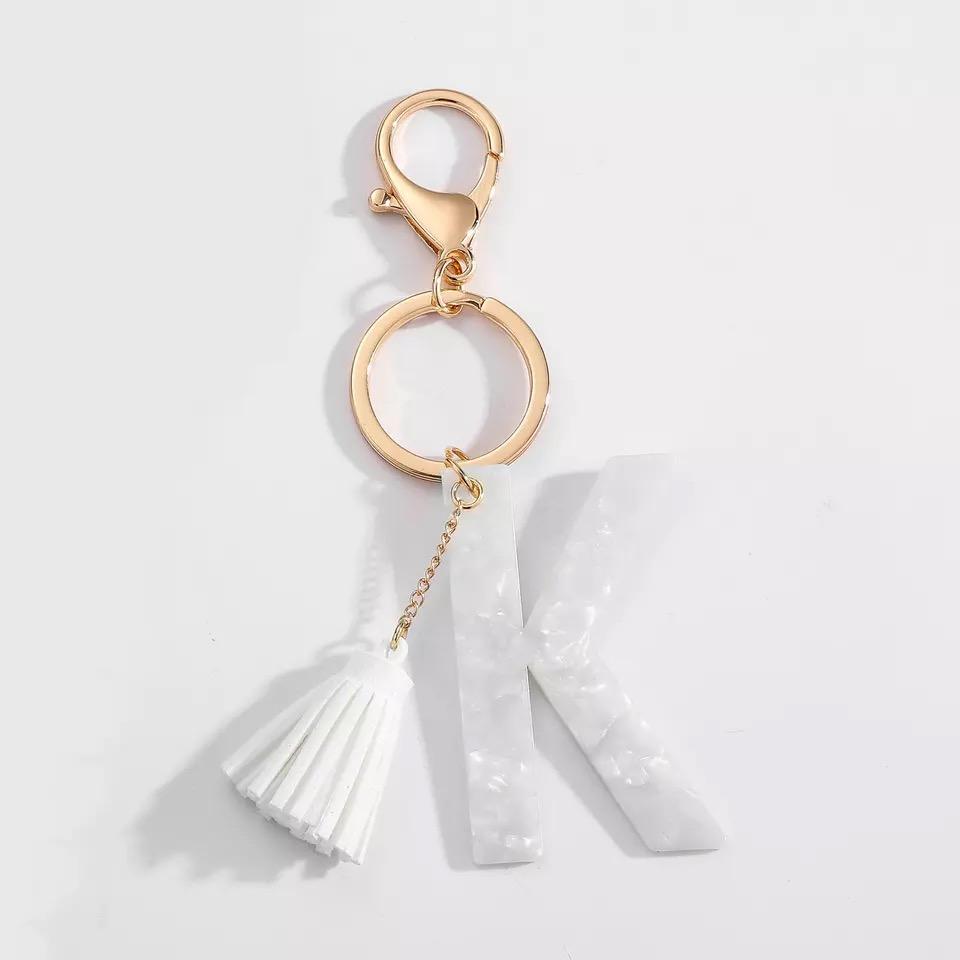 Chic White Tasseled Keychain