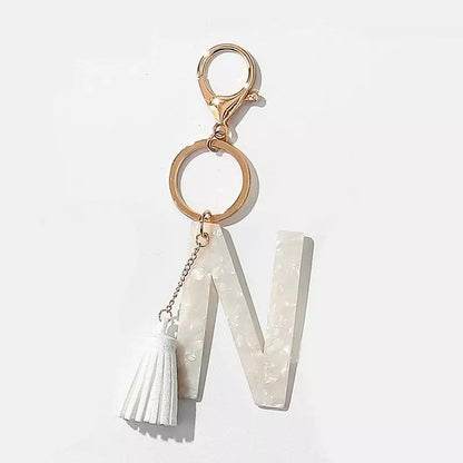 Chic White Tasseled Keychain