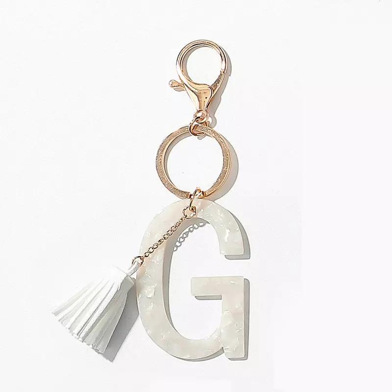 Chic White Tasseled Keychain