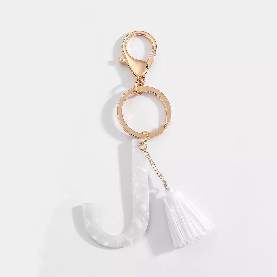Chic White Tasseled Keychain